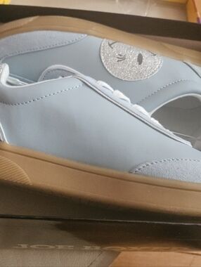Joe Boxer Light Blue Sneakers with Glitter Smiley